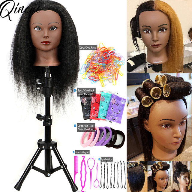 Mannequin Head With Human Hair And Wig Stand Tripod For Beauty